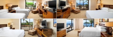 Sheraton Maui Resort, (clockwise from top left): Resort View Room, Ocean View Room, Deluxe Ocean Suite and Partial Ocean View Room