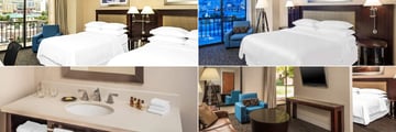 Sheraton Salt Lake City, Traditional Double, Club Room Double, Deluxe Room and Bathroon Vanity