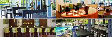Sheraton Suites Key West, (clockwise from top left): Al Fresco Dining, Coral Crab Cafe, Cabana Bar and Interior Bar 
