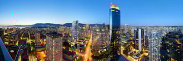 Sheraton Vancouver Wall Centre, Aerial View of Hotel and City Skyline