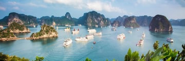 Ships anchored in Halong Bay