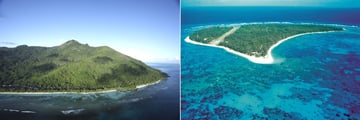 Aerial views of Silhouette Island and Denis Island