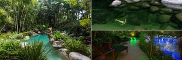 Silky Oaks Lodge, Pool, Billabong Swimming and Pool at Night