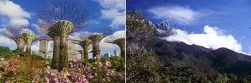 Gardens by the Bay in Singapore, and Mount Kinabalu in Borneo