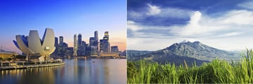 Singapore's Skyline & Mount Batur in Bali