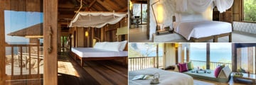 Six Senses Ninh Van Bay, (clockwise from left): Rock Villa, Beach Villa and Hilltop Reserve