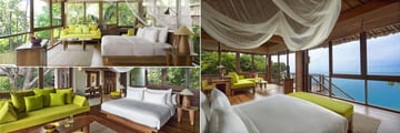 Six Senses Samui, (clockwise from top left): Pool Villa, Ocean Front Pool Villa and Hideaway Villa