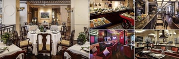 Sofitel Legend Metropole, (clockwise from left): Spices Garden Restaurant and Buffet, Le Club Bar, Le Beaulieu Restaurant and Angelina Restaurant and Lounge