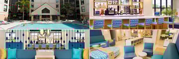 Sonesta ES Suites Orlando, (clockwise from top left): Pool, Bar, Nest Lobby and Lobby Bar
