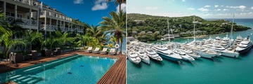 South Point Antigua pool and harbour
