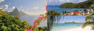 St Lucia Pitons, Beach and Canaries