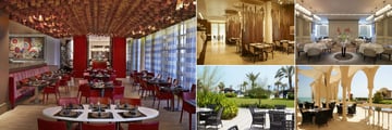 The St. Regis Doha, (clockwise from left): Astor Grill Restaurant, Al-Sultan Brahim, Gordon Ramsay Mediterranean, Opal By Gordan Ramsay and Oyster Bay Bar & Terrace