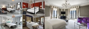 The St Regis New York, (clockwise from top left): Dior Suite, Imperial Suite, Presidential Suite, Royal Suite and Tiffany Suite Bedrooms