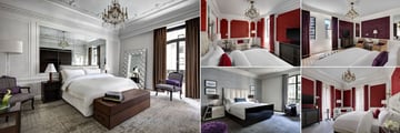 The St Regis New York, (clockwise from left): Milano Suite, St Regis Suite, Madison Suite, 5th Avenue Suite and Bentley Suite Bedrooms  