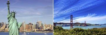 Statue of Liberty, New York & The Golden Gate Bridge, San Francisco