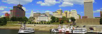 Steamboats along the river in Memphis, Tennessee