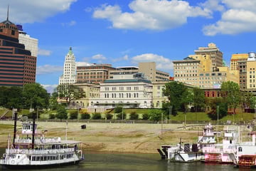 Steamboats along the river in Memphis, Tennessee