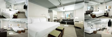 Stewart Hotel, (clockwise from top left): Deluxe Double Room, Deluxe Room, One Bedroom Deluxe Suite, Studio Suite Double and Studio Suite King