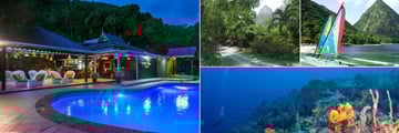 Stonefield Estate Villa Resort, Mango Tree Restaurant, Resort Gardens, Local Excursions to Beaches and Snorkeling