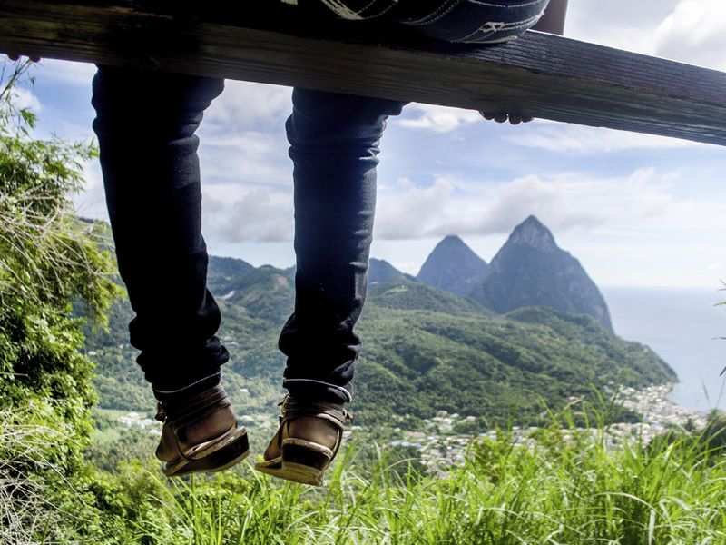 Taking a break whilst on a St Lucia trail