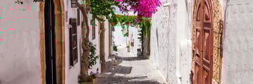 Streets of Lindos, Rhodes, Greece