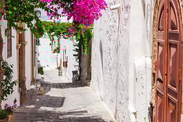Streets of Lindos, Rhodes, Greece
