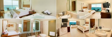 Sun Palace, (clockwise from top left): Superior Deluxe Ocean View, Deluxe Resort View, Concierage Level Room and Junior Suite Ocean View