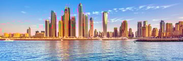 A sunny view of Dubai marina