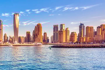A sunny view of Dubai marina