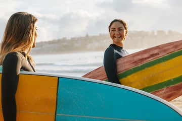 Girls surfing in Sydney, Australia