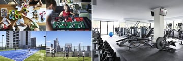 Surfers Paradise Marriott Resort & Spa, (clockwise from top left): Arts & Crafts, Activity Centre, Gym, Basketball and Tennis