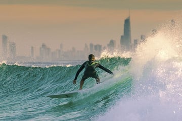 Surfing along the Gold Coast