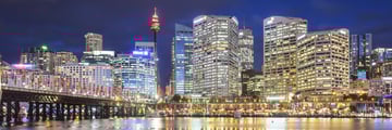 Sydney skyline and Pyrmont Bridge