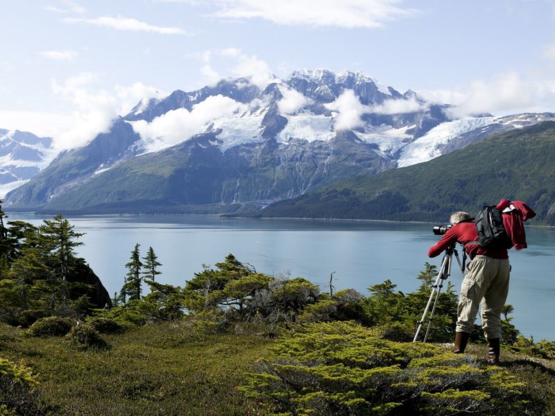 Taking photos in Prince William Sound, Alaska
