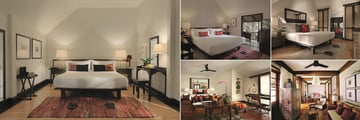 Tamarind Village Chiang Mai, (clockwise from left): Lanna Room, Lanna Deluxe Room, Lanna Suite, Tamarind Suite and Spa Suite