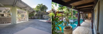 Standard Pool Villa Exterior and Presidential Beachfront Villa Exterior at Te Manava Luxury Villas & Spa
