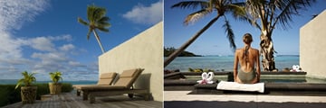 Ultimate Two Bedroom Villa Exterior Deck and Beachfront Villa Suite Exterior at Te Manava Luxury Villas & Spa
