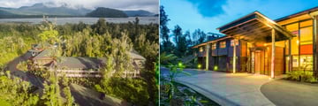 Te Waonui Forest Retreat, Aerial View of Hotel and Entrance