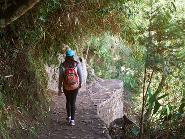 Teenager trekking Inca Trail
