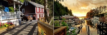 Telegraph Cove, Waterfront and Marina at Sunset