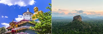 Temple in Dambula and Sigiriya Rock landscape, Sri Lanka