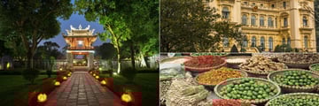 Temple of Literature, Presidential Palace and a street market in Hanoi