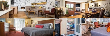 Tenaya Lodge at Yosemite, (clockwise from top left): Contemporary Suite, Luxury Suite, Cottage and Premium King Room 