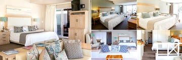 The Bay Hotel, (clockwise from left): Suite, Classic Room, Premier Pool Room, Premier Sea Room and Suite