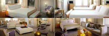 The Clift, (clockwise from top left): Deluxe King Guest Room, Preferred Two Doubles Guest Room, Studio and Deluxe One Bedroom Suite 
