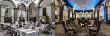 Restaurant in a central plaza of a hotel
