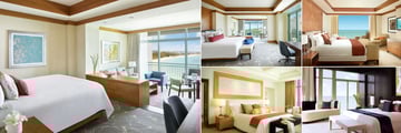 The Cove Atlantis, (clockwise from left): Ocean Suite, Indigio Suite, Azure Suite, Penthouse Suite and Sapphire Suite
