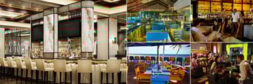 The Cove Atlantis, (clockwise from left): Platos Bar, Frankie Goes Bananas Restaurant, Bar, Nobu Bar and Sip Sip Restaurant