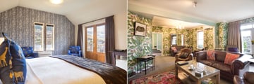 Bedroom and living room interiors at The Dairy Private Luxury Hotel