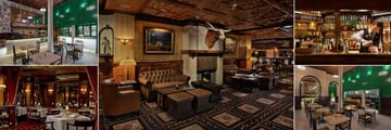 The Driskill, (clockwise from top left): Bakery Bar, Driskill Bar Seating Area, Driskill Bar, Cafe and Driskill Grill 